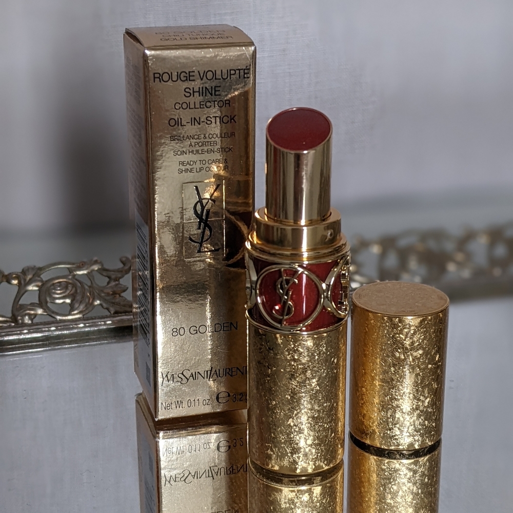 YSL Rouge Volupté Shine Lipstick Shade 80 Golden Chili Tunique